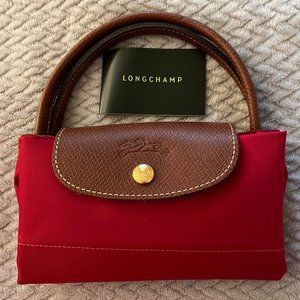 Longchamp Original LePliage  Small top handle tote...Red
